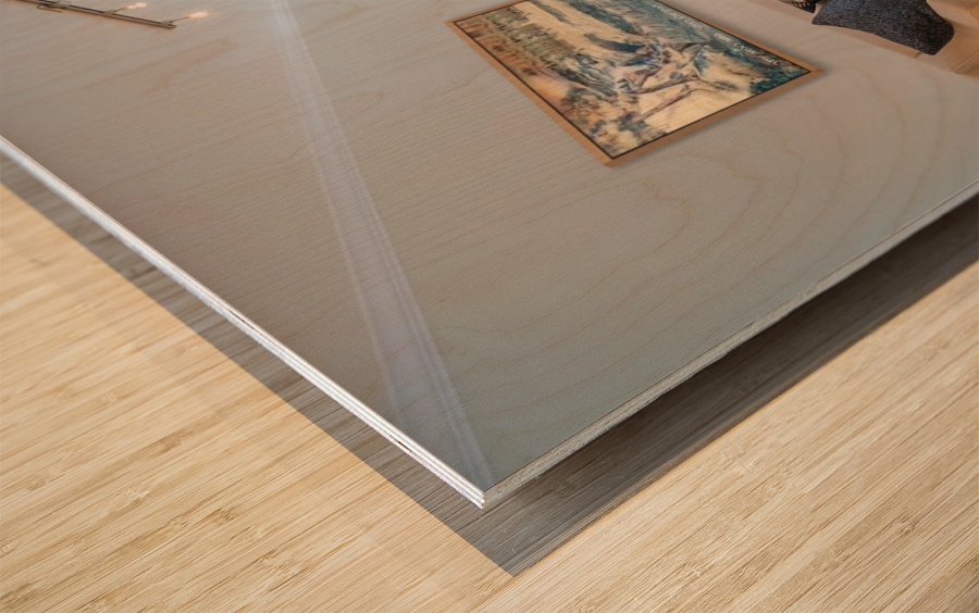 monogram art    snow water falls 2 Wood print