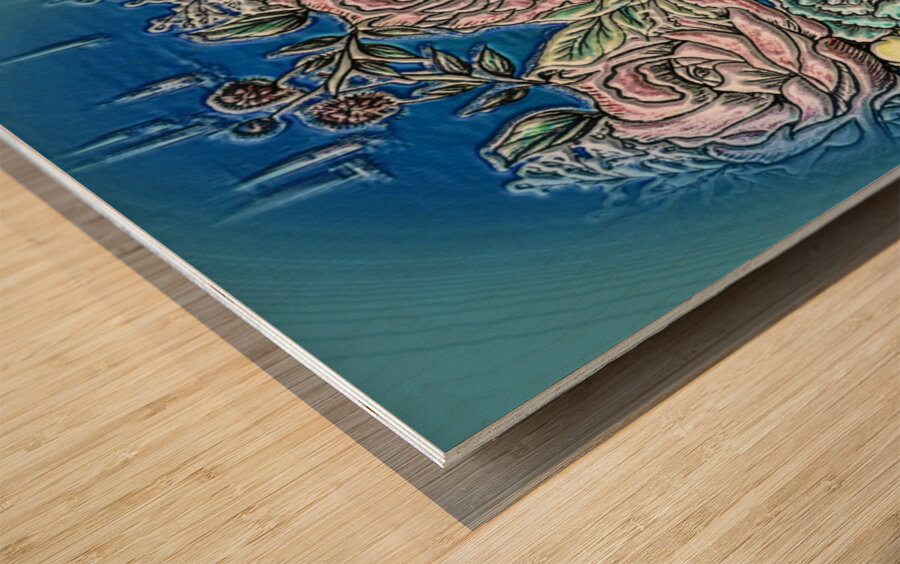 art flowers on sky bckgrnd 2 Wood print