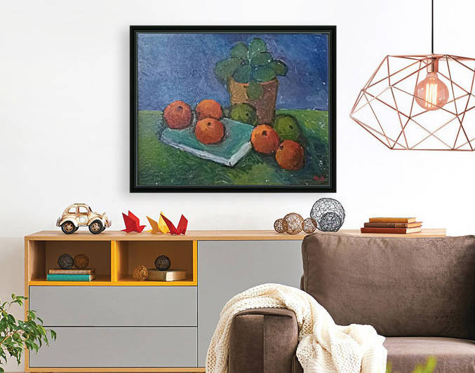 G199 NATURA STATICA CU CARTE SI FRUCTE 50X40 ULEI PE CARTON 4000 by Dan Marian Marian Radulea
