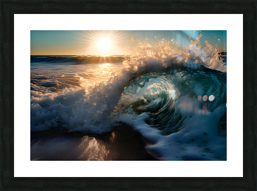 Wave Crests at Sea - Dramatic Sunset Picture Frame print