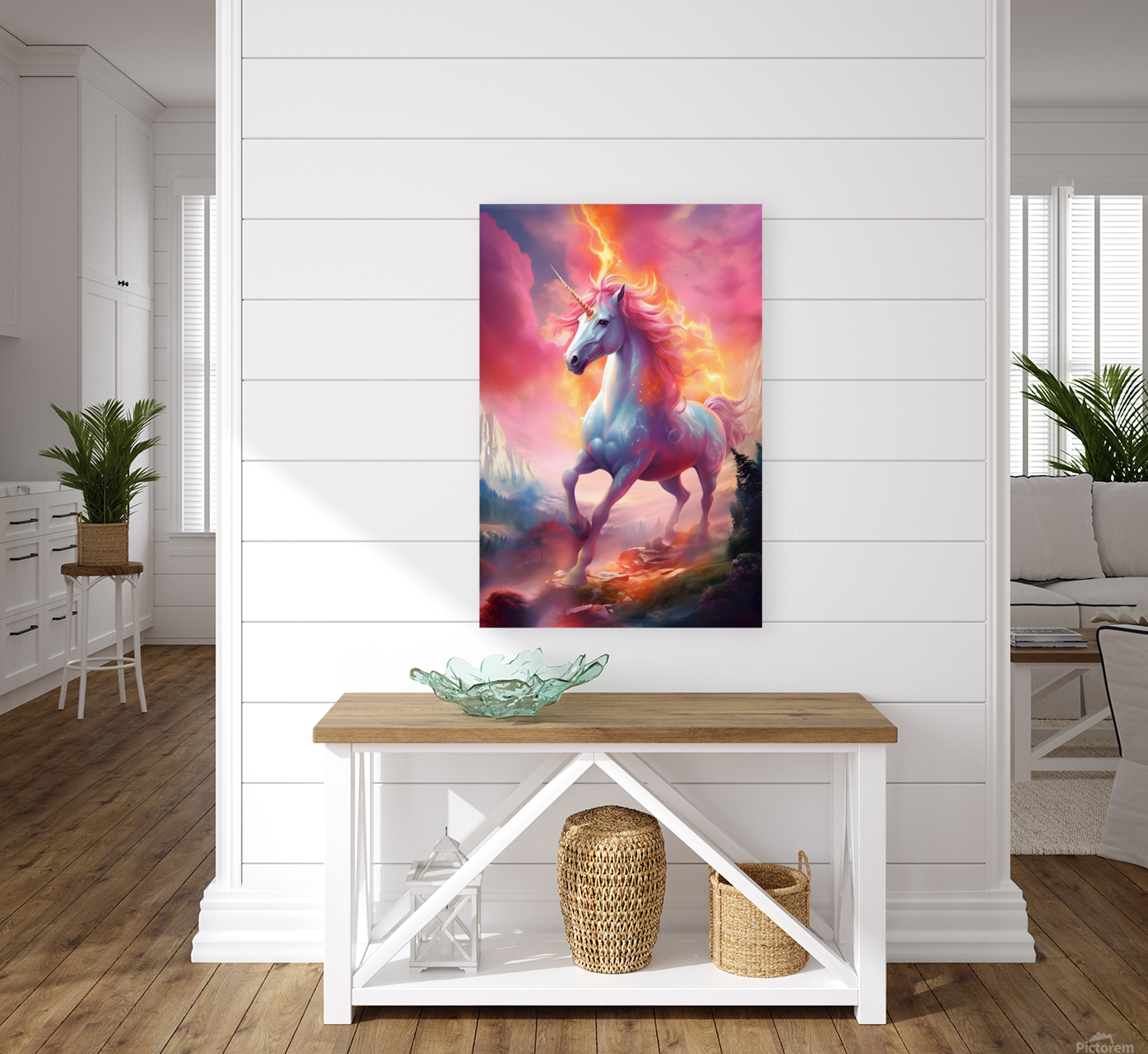 Dramatic Unicorn with Fiery Mane Reproduction