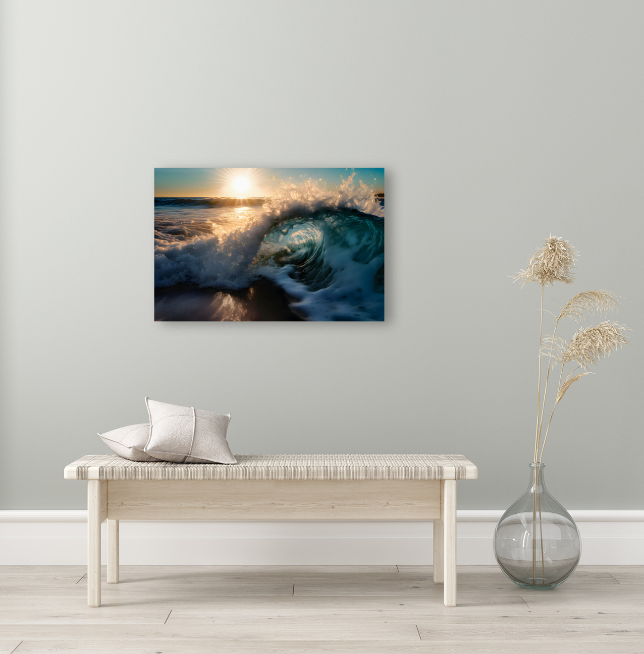 Wave Crests at Sea - Dramatic Sunset Reproduction