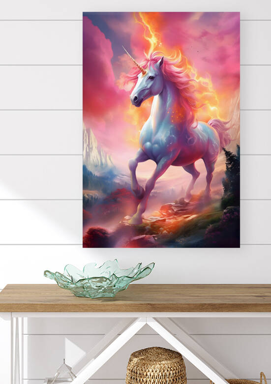 Dramatic Unicorn with Fiery Mane Reproduction