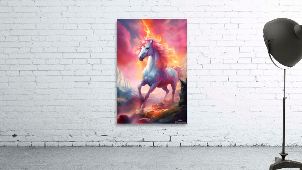 Dramatic Unicorn with Fiery Mane Wall Preview
