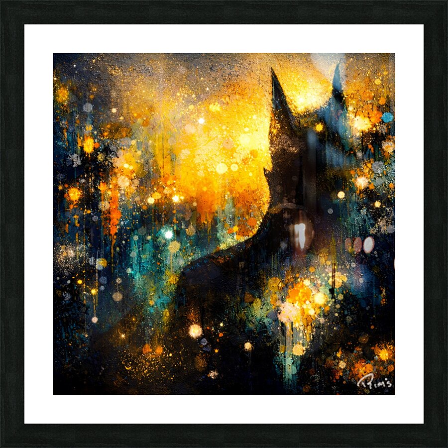 Batman in fire Picture Frame print