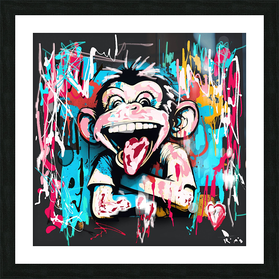 Happy monkey Picture Frame print