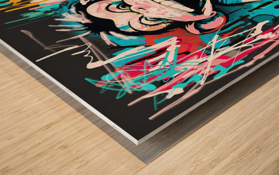 Happy monkey Wood print