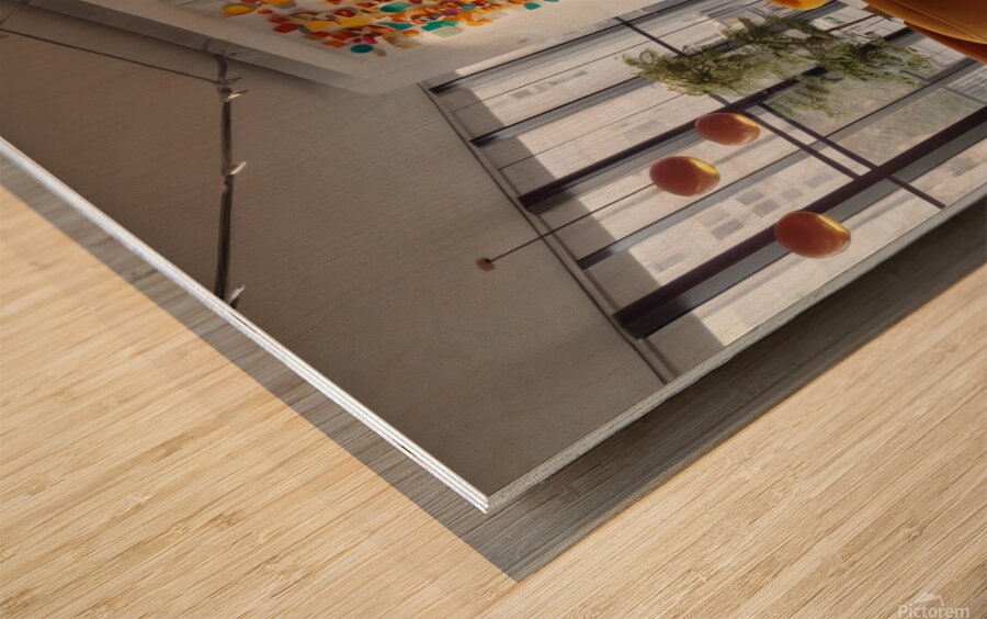 A modern reception room at a company headquarters 24 Wood print