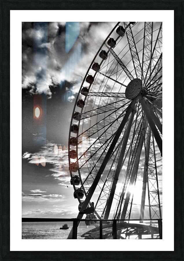 Seattle Great Wheel  B&W Picture Frame print