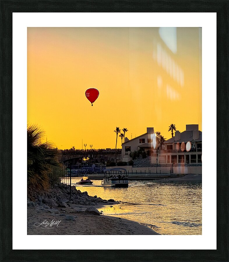 Red Balloon in the channel Picture Frame print