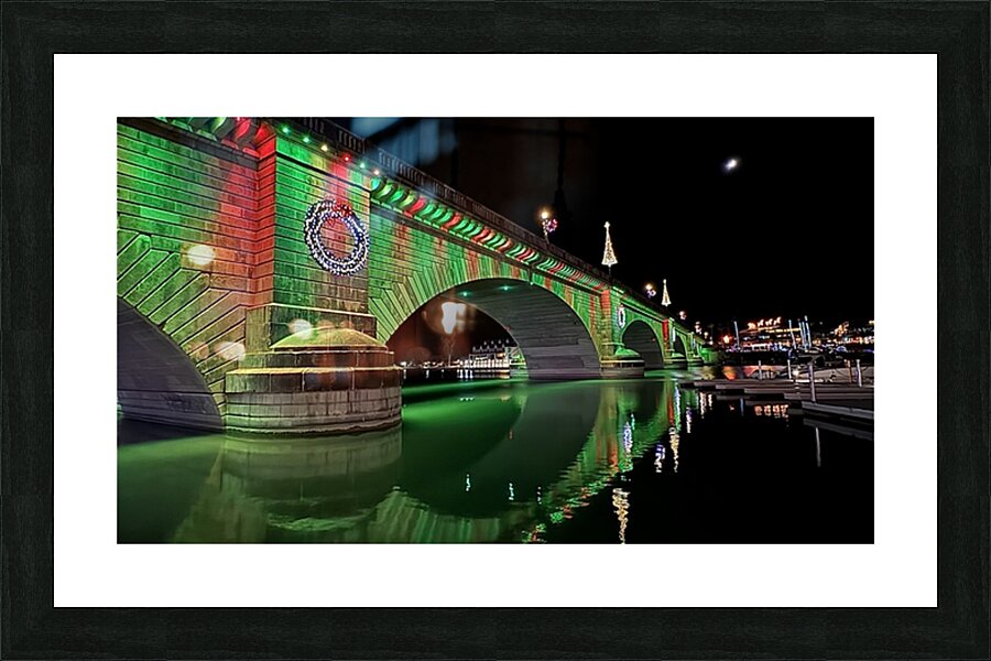 Christmas at London Bridge Reflection Picture Frame print