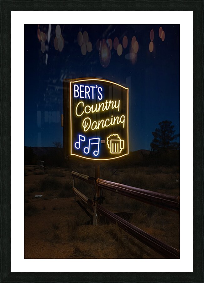 Bert’s Country Dancing neon lit up Picture Frame print