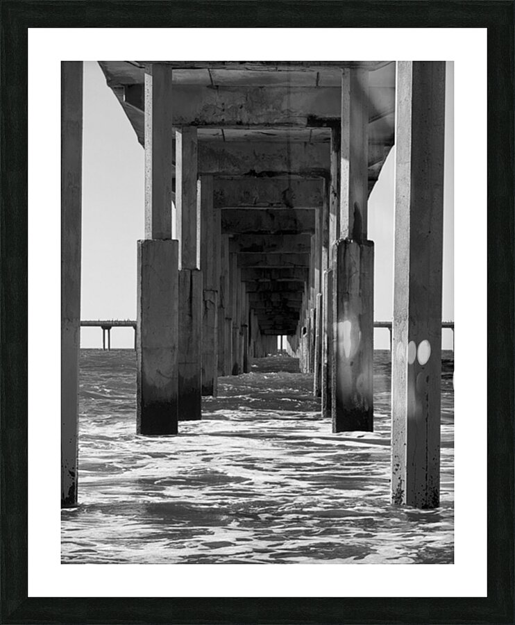 The pier at Ocean Beach San Diego - black and white Picture Frame print