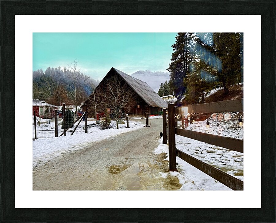 Winter time at Leavenworth Reindeer Farm Picture Frame print