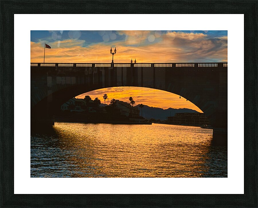 London Bridge - blue and orange sundown Picture Frame print