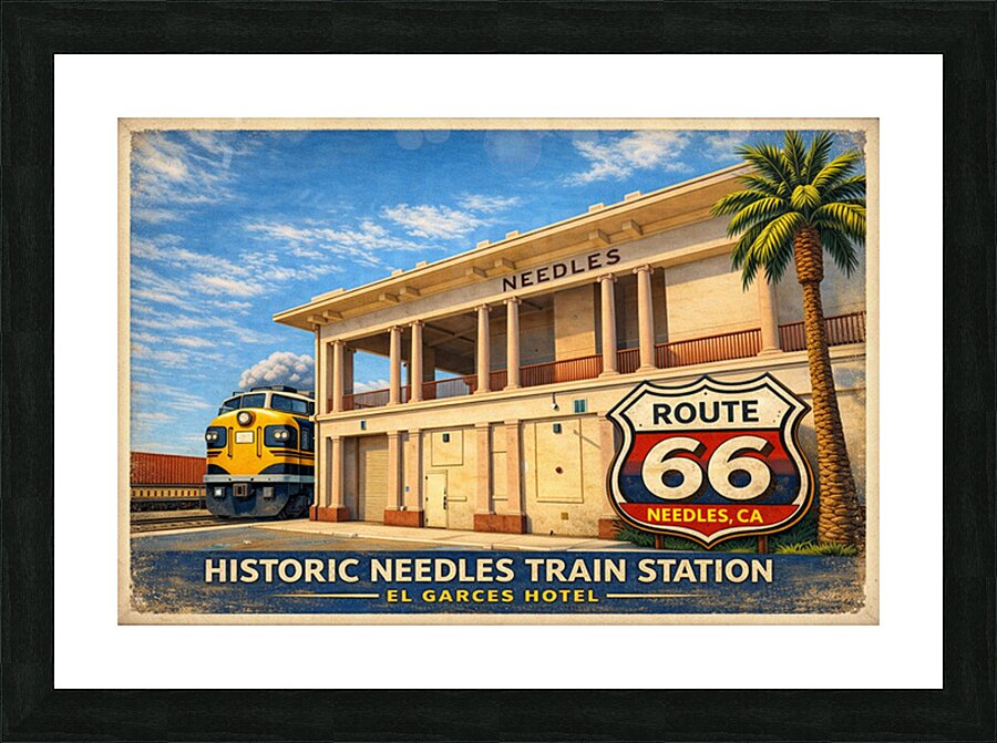 El Garces hotel & train station Needles CA.  Picture Frame print