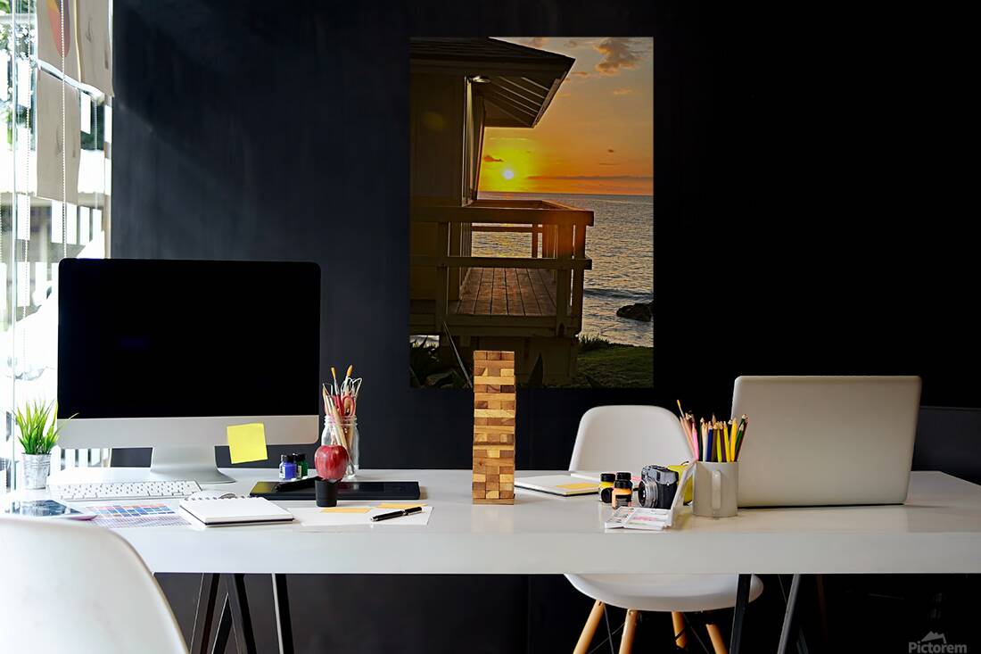 Sunset at the surf shack Reproduction