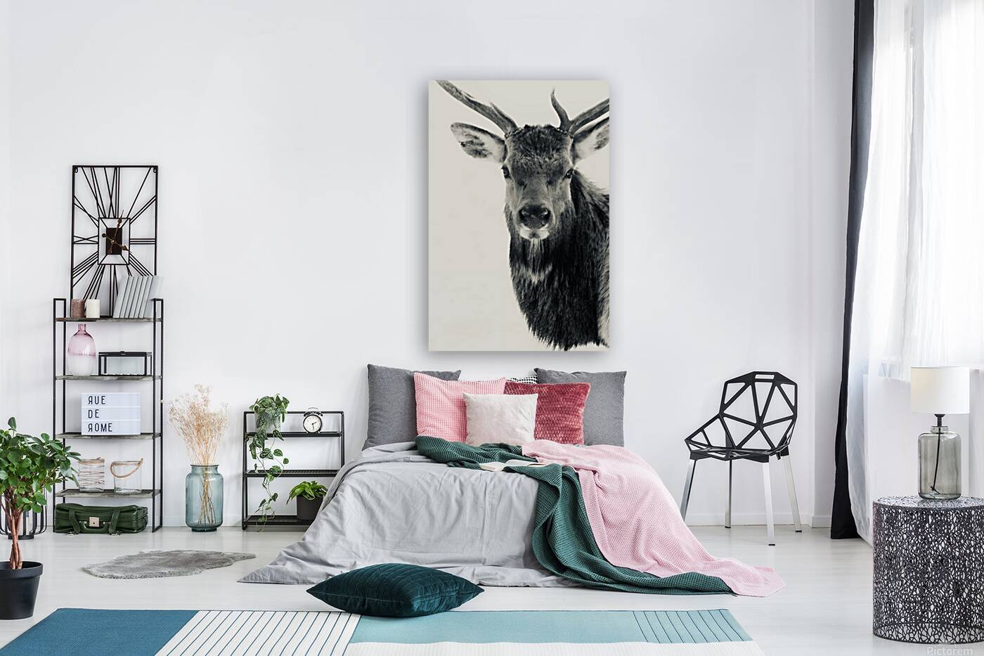 Elk in Black and White  Reproduction