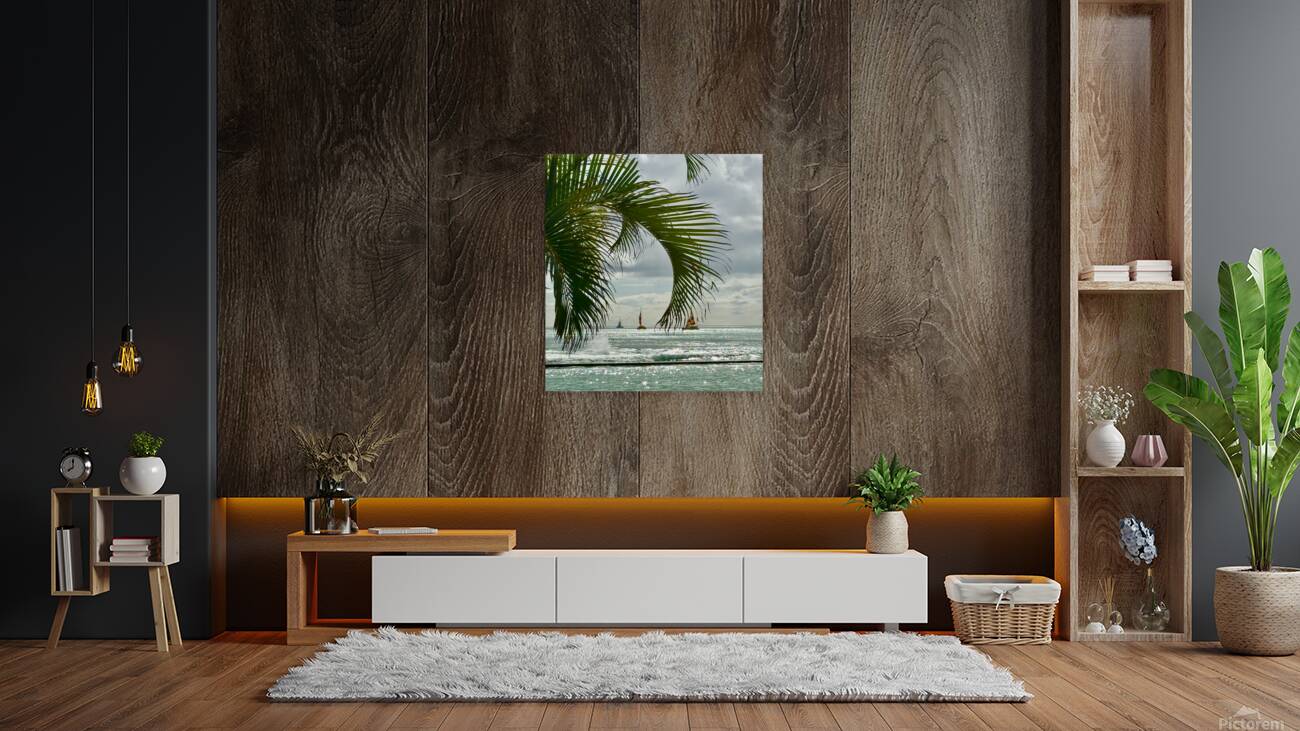 Oahu through the Palms Reproduction