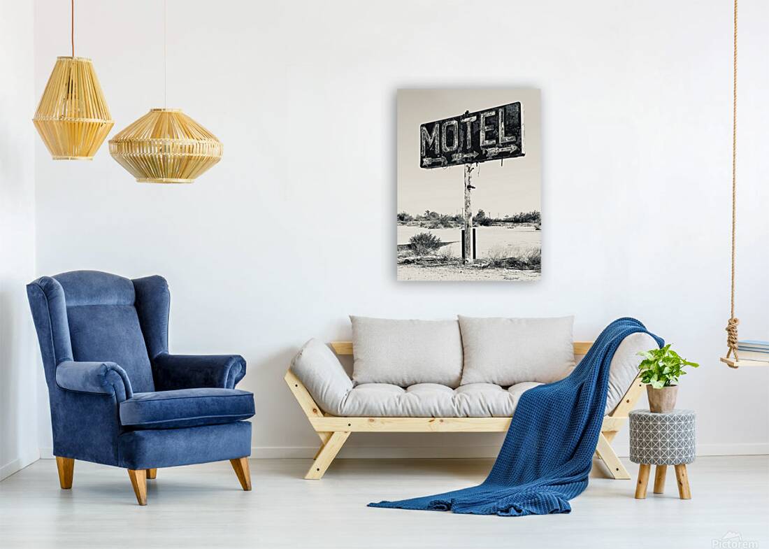 Whiting Bros Motel sign Yucca Arizona Route 66 B&W Reproduction