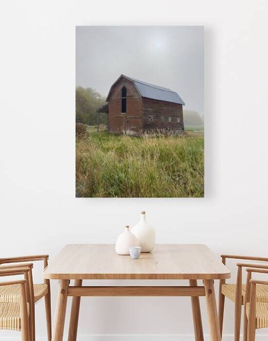Barn in the mist 1 by Leslie Affeldt Photography