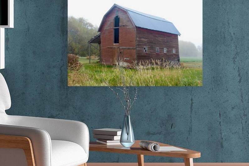 Barn in the mist 2 by Leslie Affeldt Photography