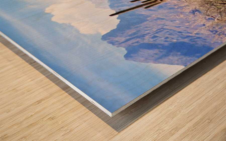 Blue Pastel Desert Wood print