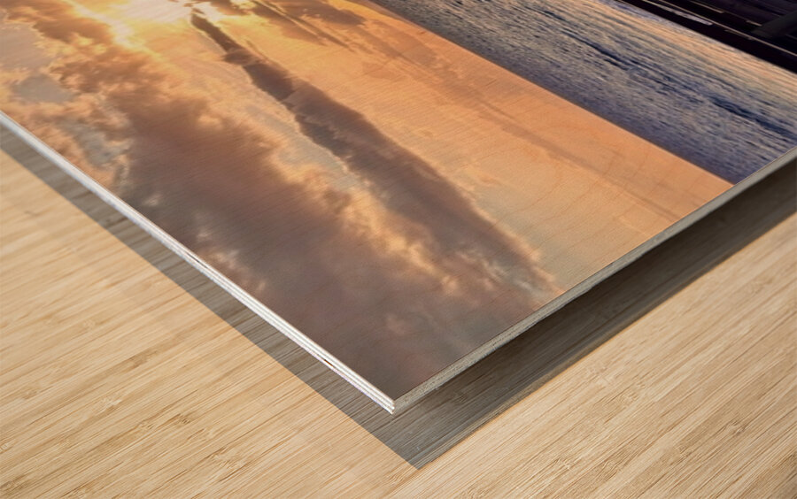 Sunset in Kihei Maui Wood print