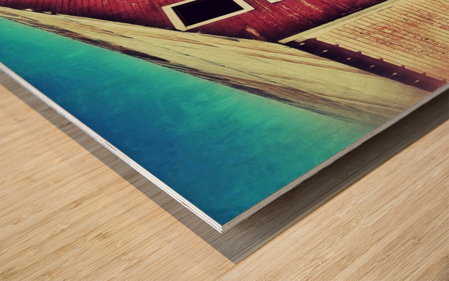 Distressed old red barn Wood print