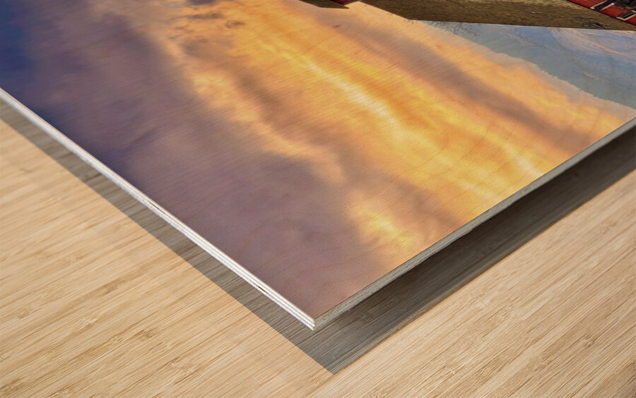 Sunset BArn Wood print