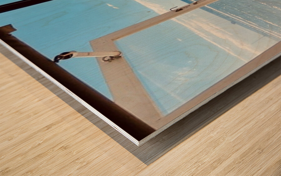 The windows of Front Street in Lahaina Wood print