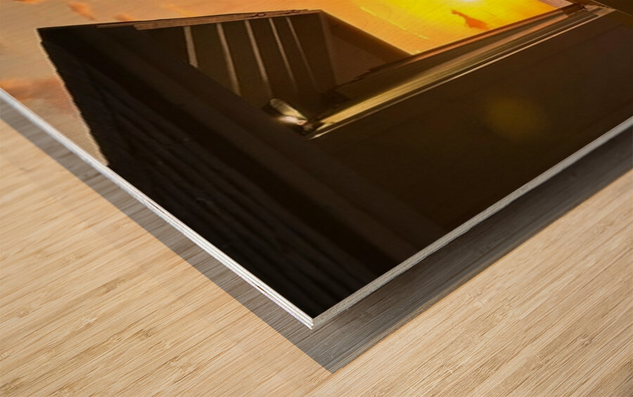 Sunset at the surf shack Wood print