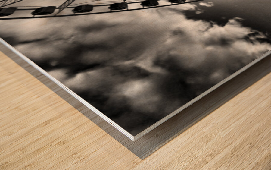 Seattle Great Wheel  B&W Wood print