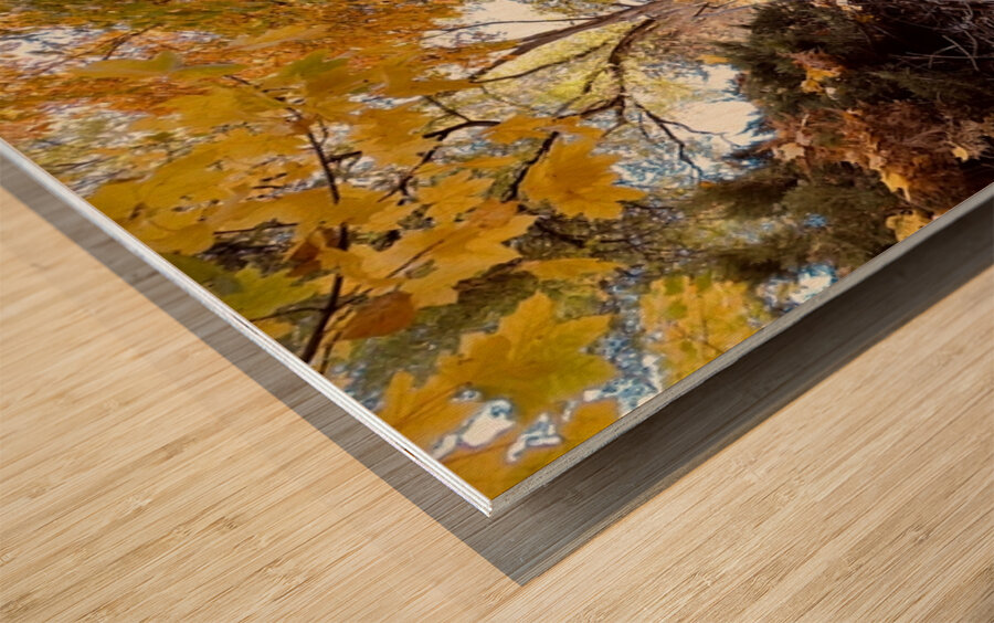 Autumn Staircase Wood print