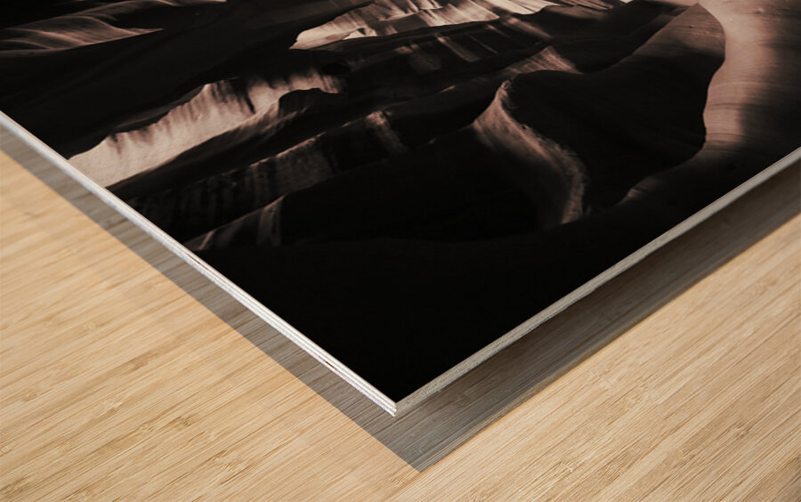 Antelope Canyon sepia tone Wood print