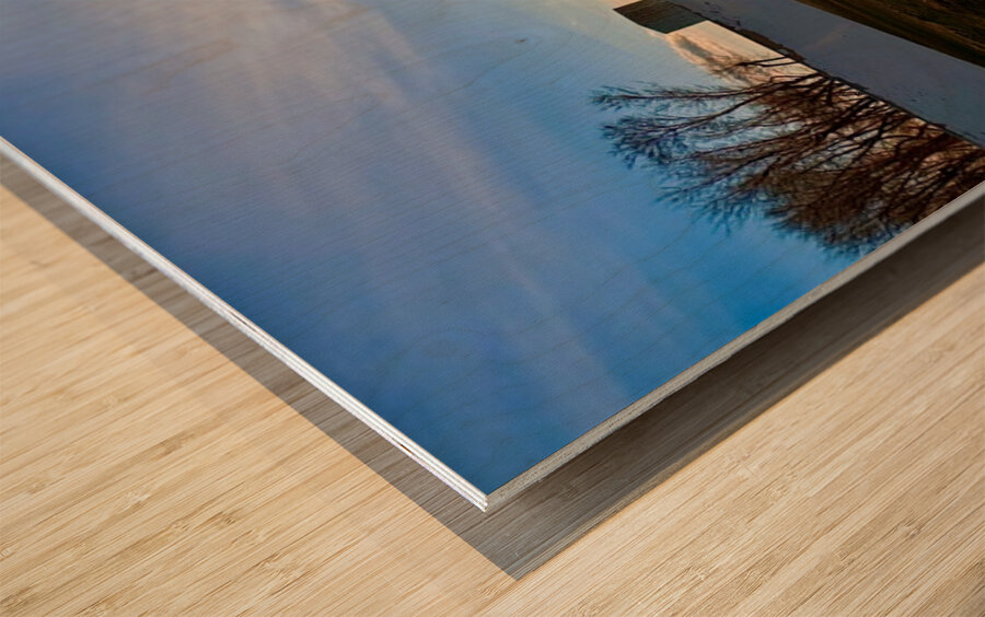 Split Rail Sunset Wood print