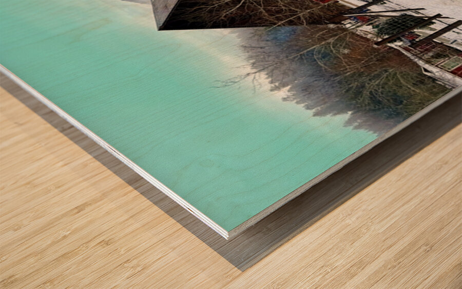 Winter time at Leavenworth Reindeer Farm Wood print