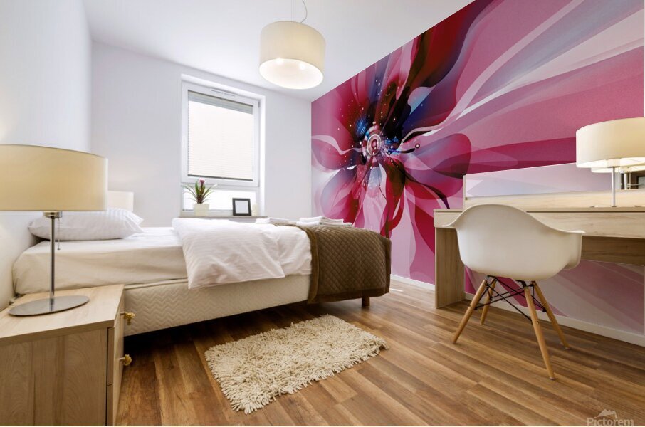 DM-Modern floral- Red 001 Impression murale