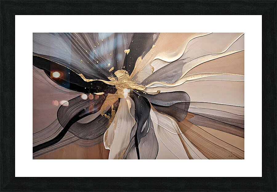 DM  Golden Floral 001 Picture Frame print