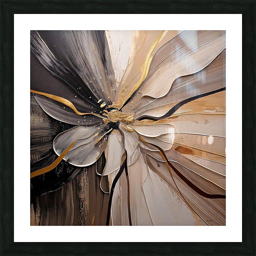 DM  Golden Floral 006 Picture Frame print