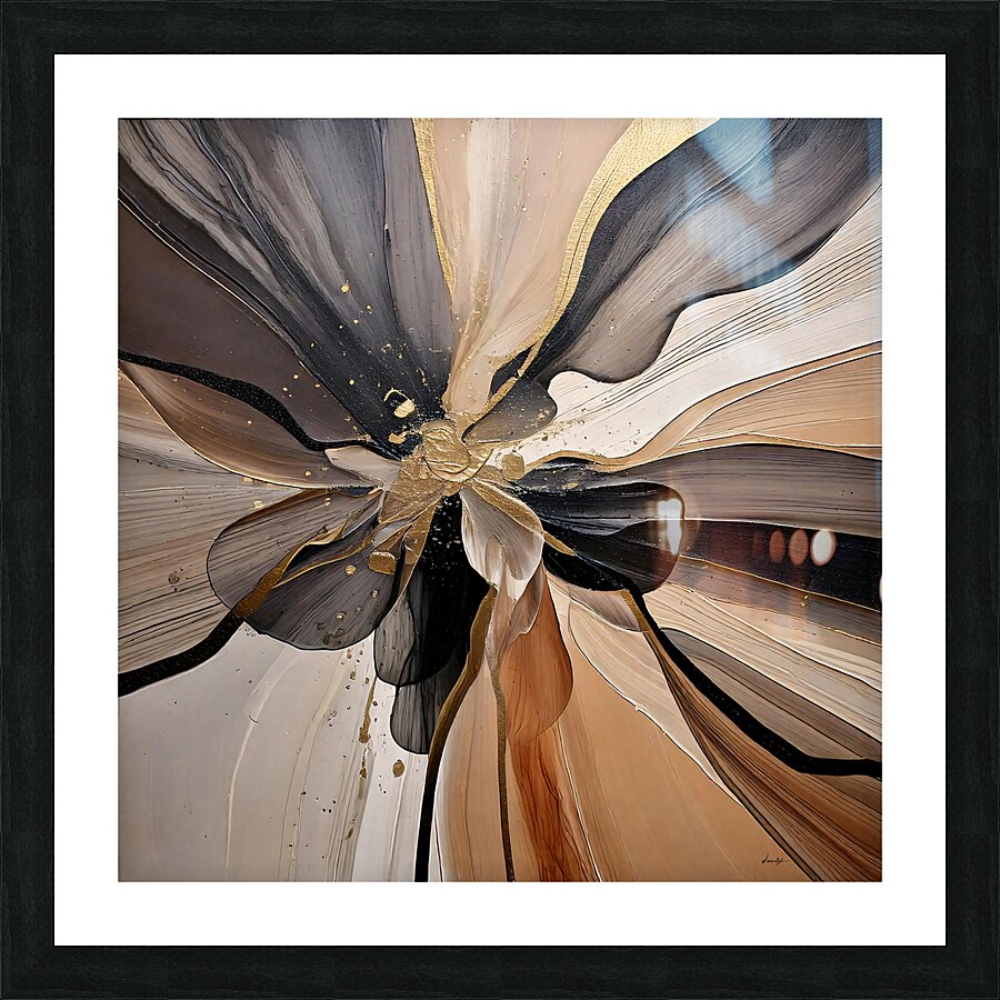 DM  Golden Floral 004 Picture Frame print