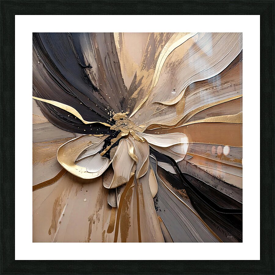 DM  Golden Floral 008 Picture Frame print