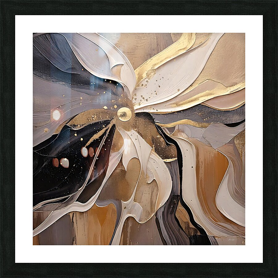 DM  Golden Floral 009 Picture Frame print