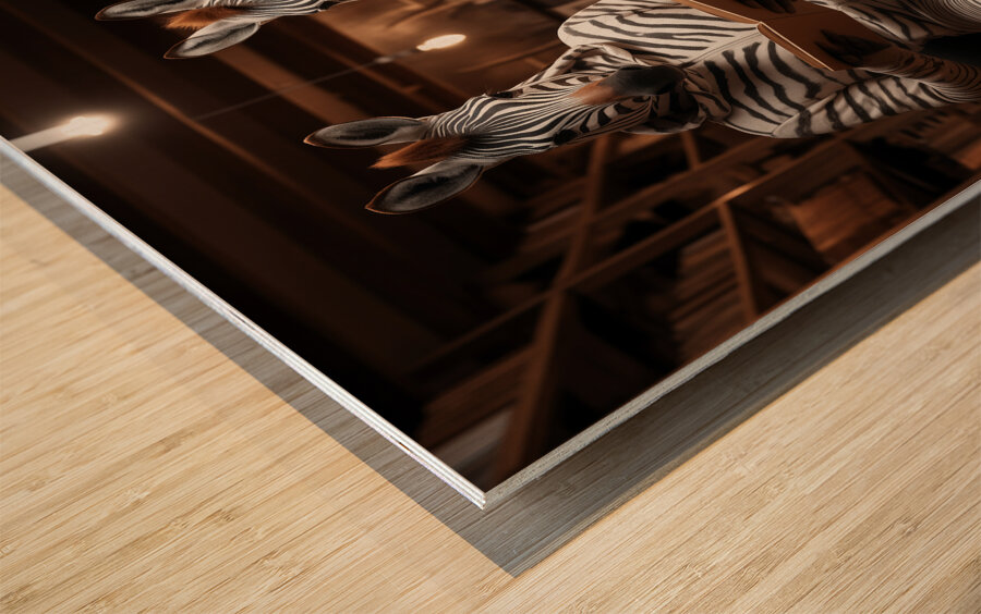 DM-Zebras at library Wood print