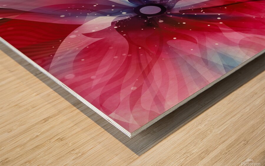 DM-Modern floral- Red 002 Wood print