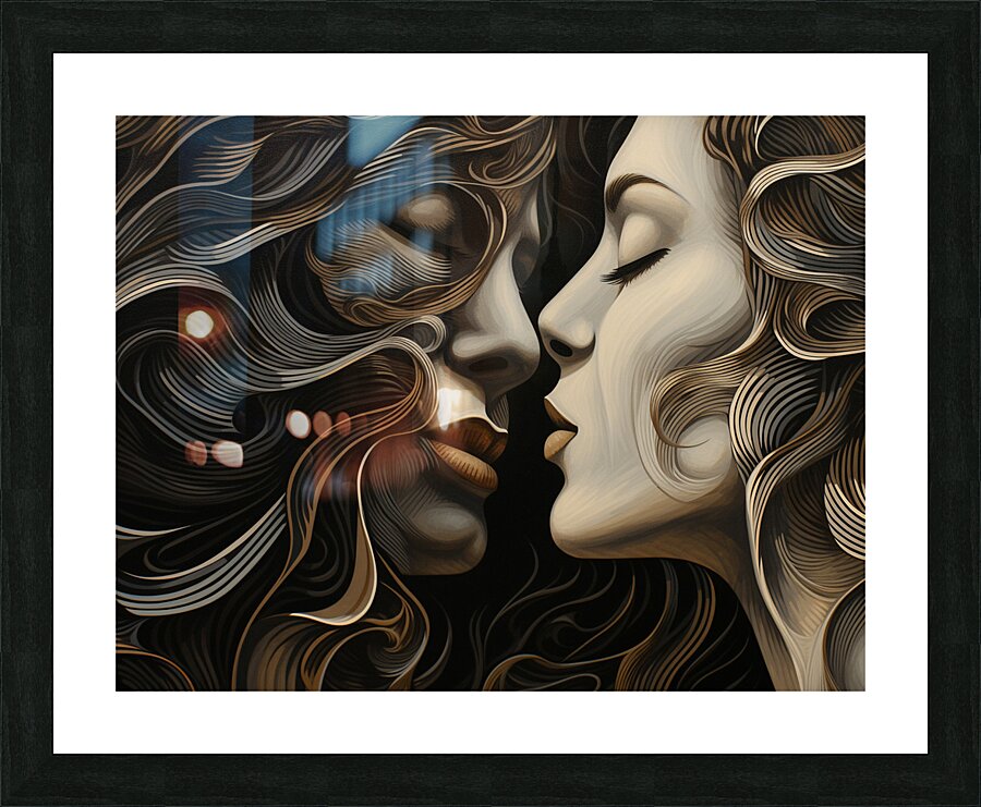 pharcry. a man and woman kiss each other while lo Picture Frame print