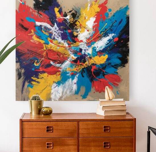 a canvas with a chaotic blend of colors by desidnNest
