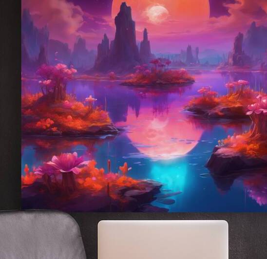  A surreal landscape painting of a crystal  by desidnNest