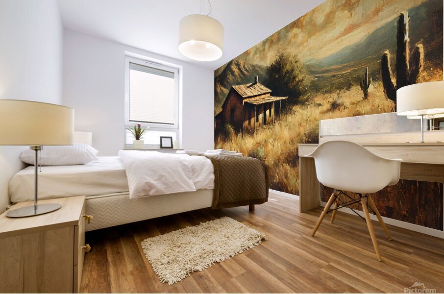 Rustic Retreat at Dusk Mural print