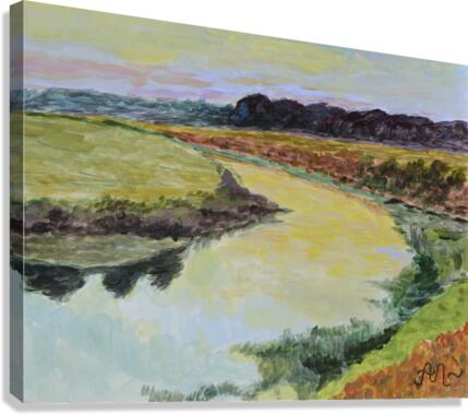 A river at sunset Canvas Print